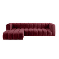ECKSOFA Modulares In L-Form, Velvet-Stoff Riviera, Rotwein, Links, GRAND 318 cm - Dunkelrot, Holz (318/179cm) - Kaiser Möbel
