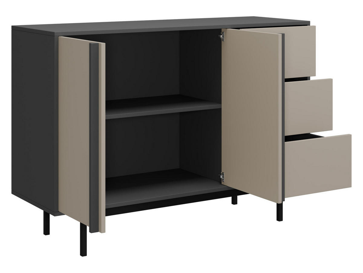 KOMMODE Alsy 3S2D AL07 - Anthrazit/Grün, Holzwerkstoff/Kunststoff (123/87/43cm) - MIRJAN24
