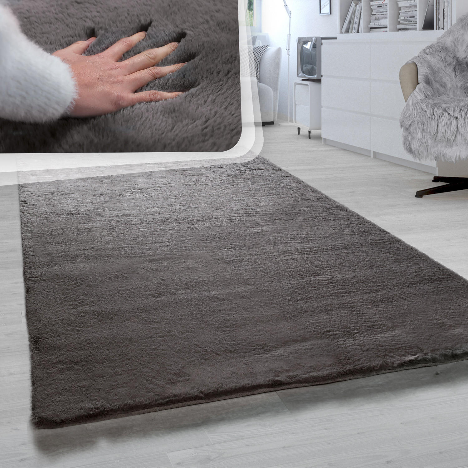 HOCHFLORTEPPICH 200/200 cm Rabbit 780 - Dunkelgrau, Textil (200/200cm) - Paco Home