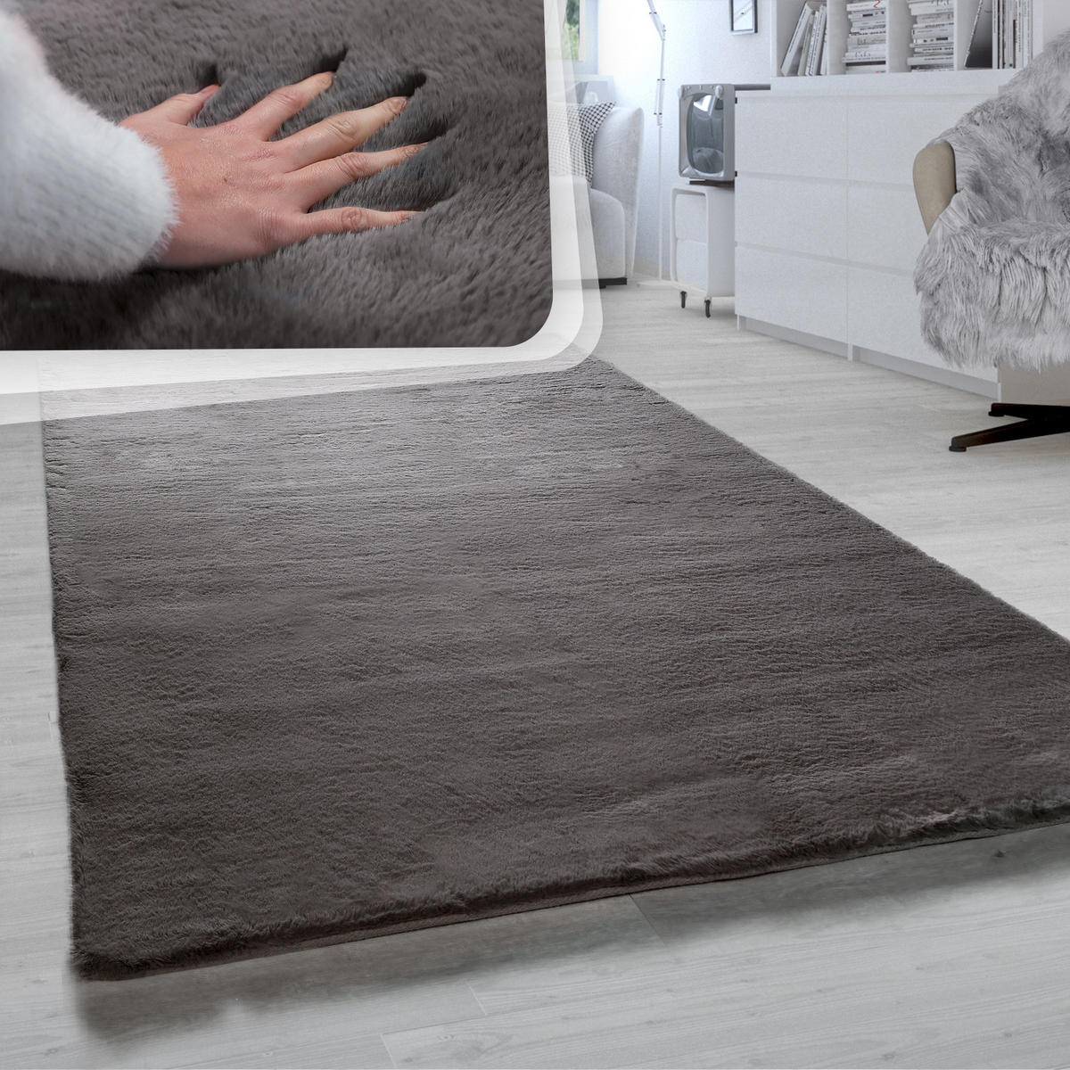 HOCHFLORTEPPICH 80/300 cm Rabbit 780 - Dunkelgrau, Textil (80/300cm) - Paco Home