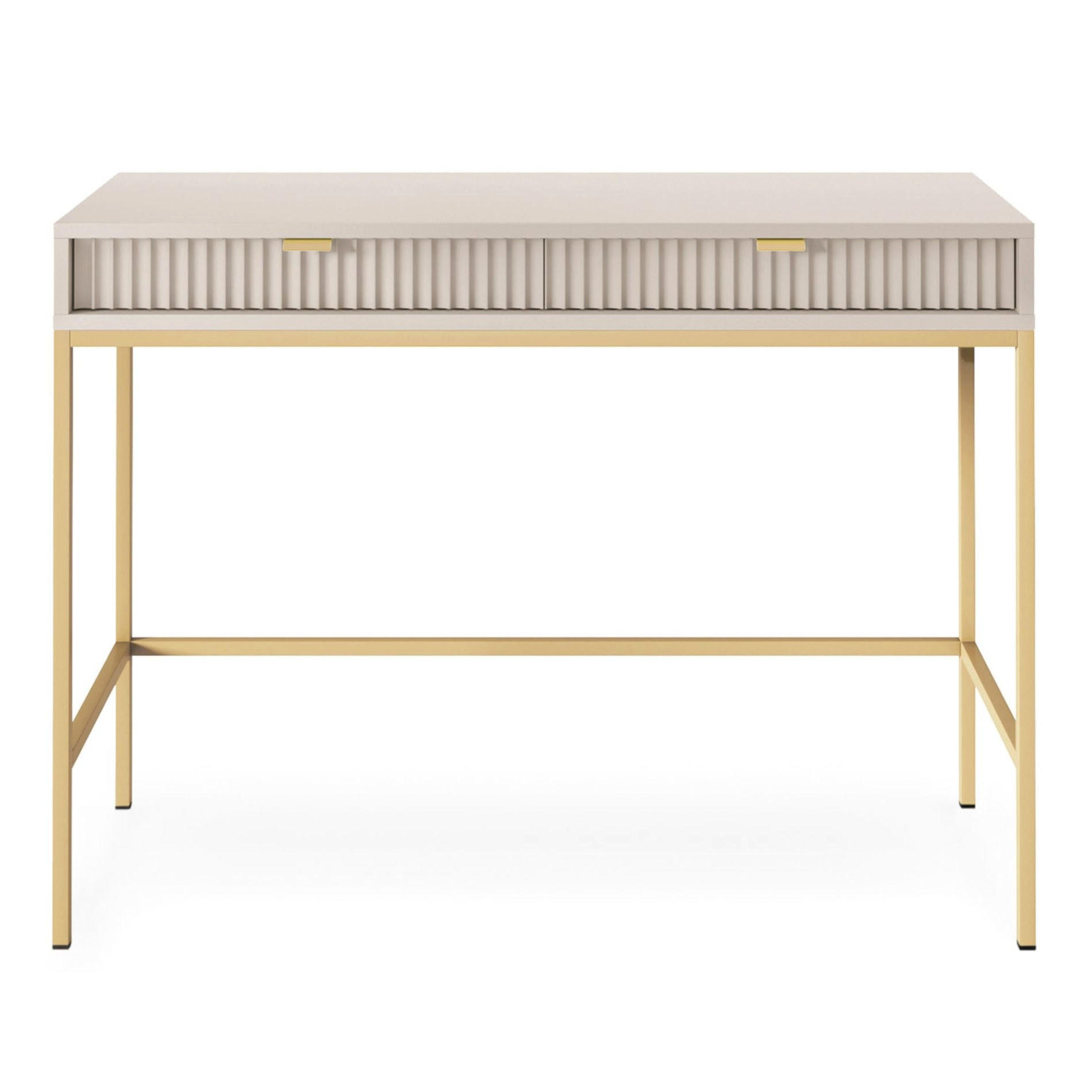 SCHMINKTISCH Vellore Greige / Gold 104 cm - Ecru/Goldfarben, Holzwerkstoff/Metall (50/104/77cm) - Selsey
