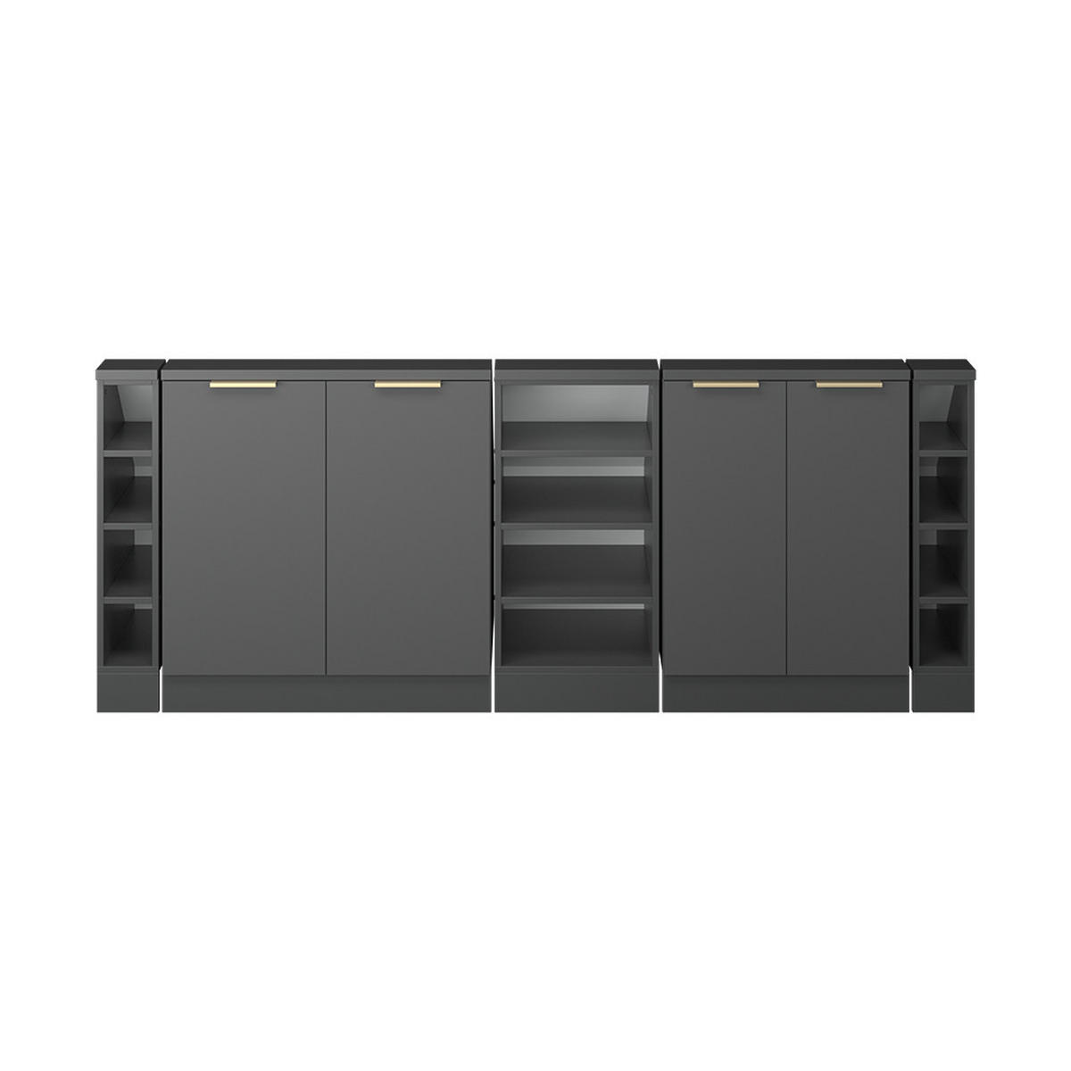 ŠATNÍ SESTAVA PRO ŠIKMÉ STŘECHY Rion Antracitově zlatý - antracitová, kompozitní dřevo (210/81.6/46cm) - Vicco