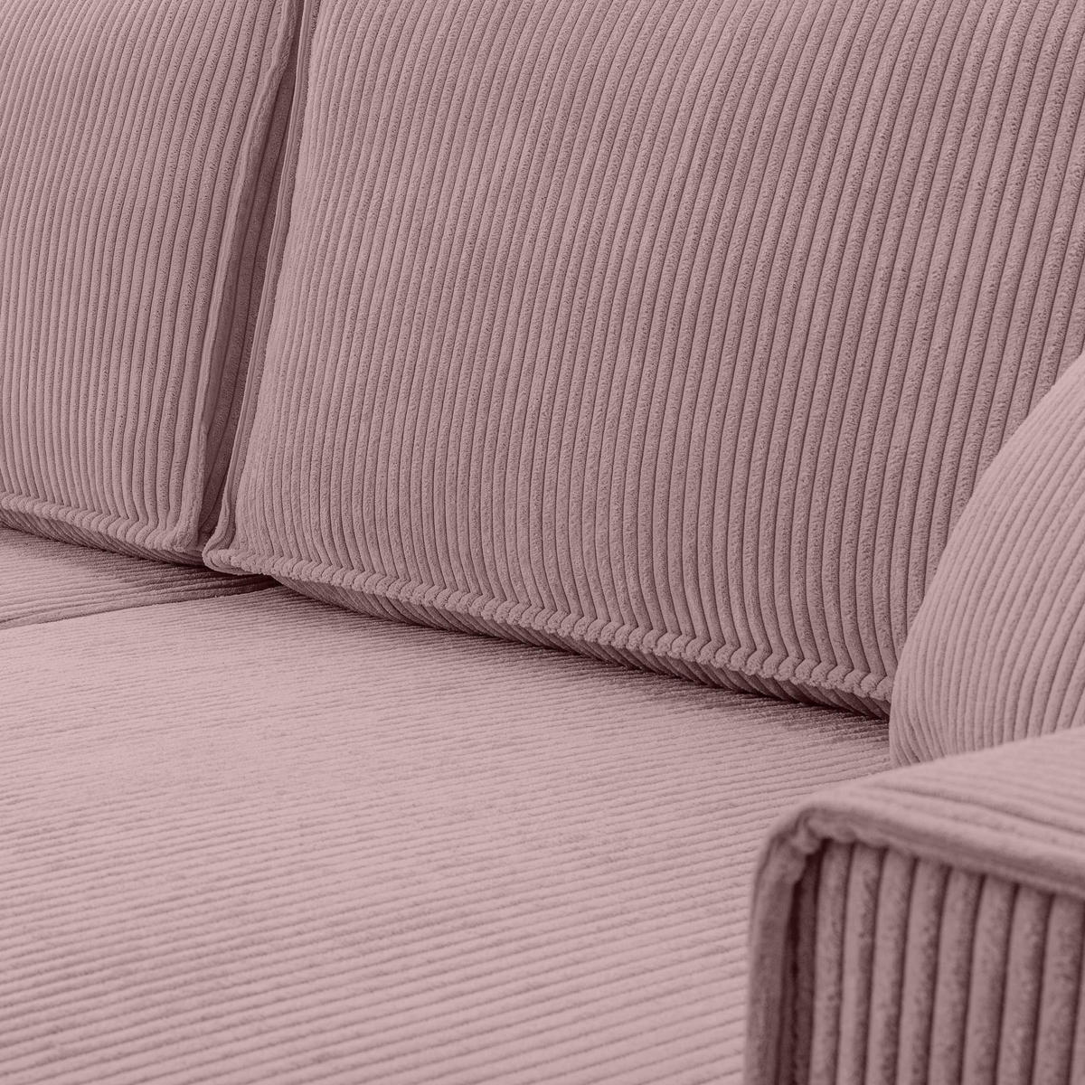 WOHNLANDSCHAFT Cedria Lavendel 389/145/85 cm mit Schlaffunktion - Hellrosa/Schwarz, Kunststoff/Textil (389/85/145cm) - AX Living