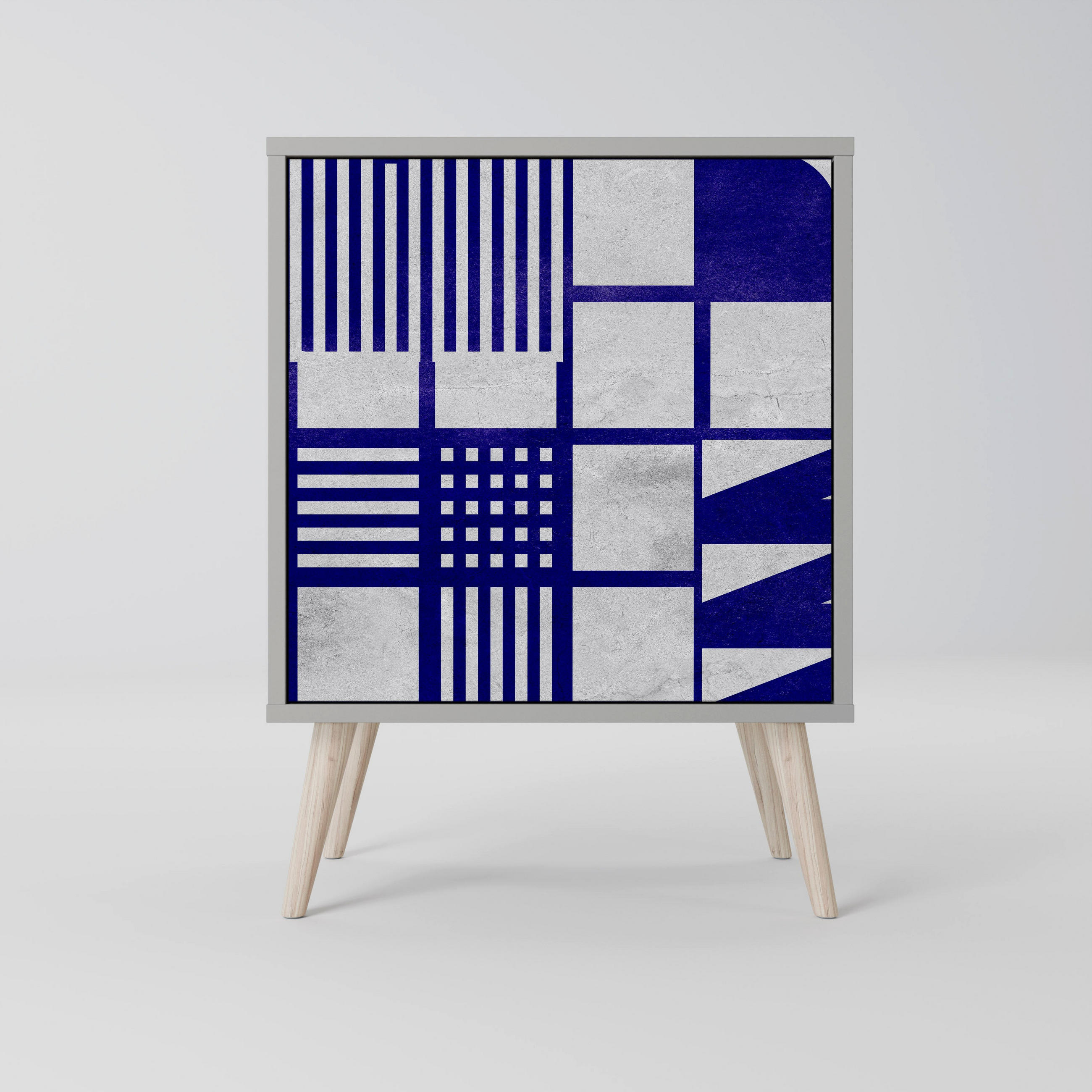 SIDEBOARD THE RIGHT PLACES, Grau, 57,5x42x77,5 cm, Schräge Buchenholzfüße - Buchefarben/Multicolor, Holzwerkstoff/Buchenholz (57.5/77.5/42cm) - SpaceRebels