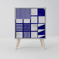 SIDEBOARD THE RIGHT PLACES, Grau, 57,5x42x77,5 cm, Schräge Buchenholzfüße - Buchefarben/Multicolor, Holzwerkstoff/Buchenholz (57.5/77.5/42cm) - SpaceRebels