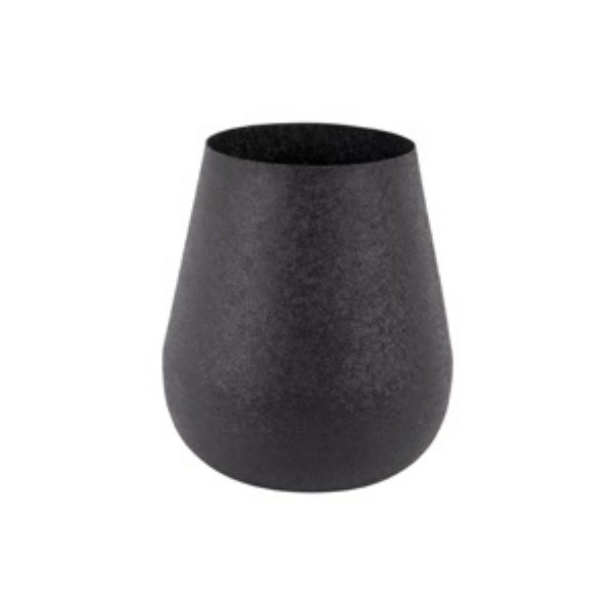 VASE Boaz Schwarz 22/22/25 cm - Schwarz, Metall (25cm) - Present Time