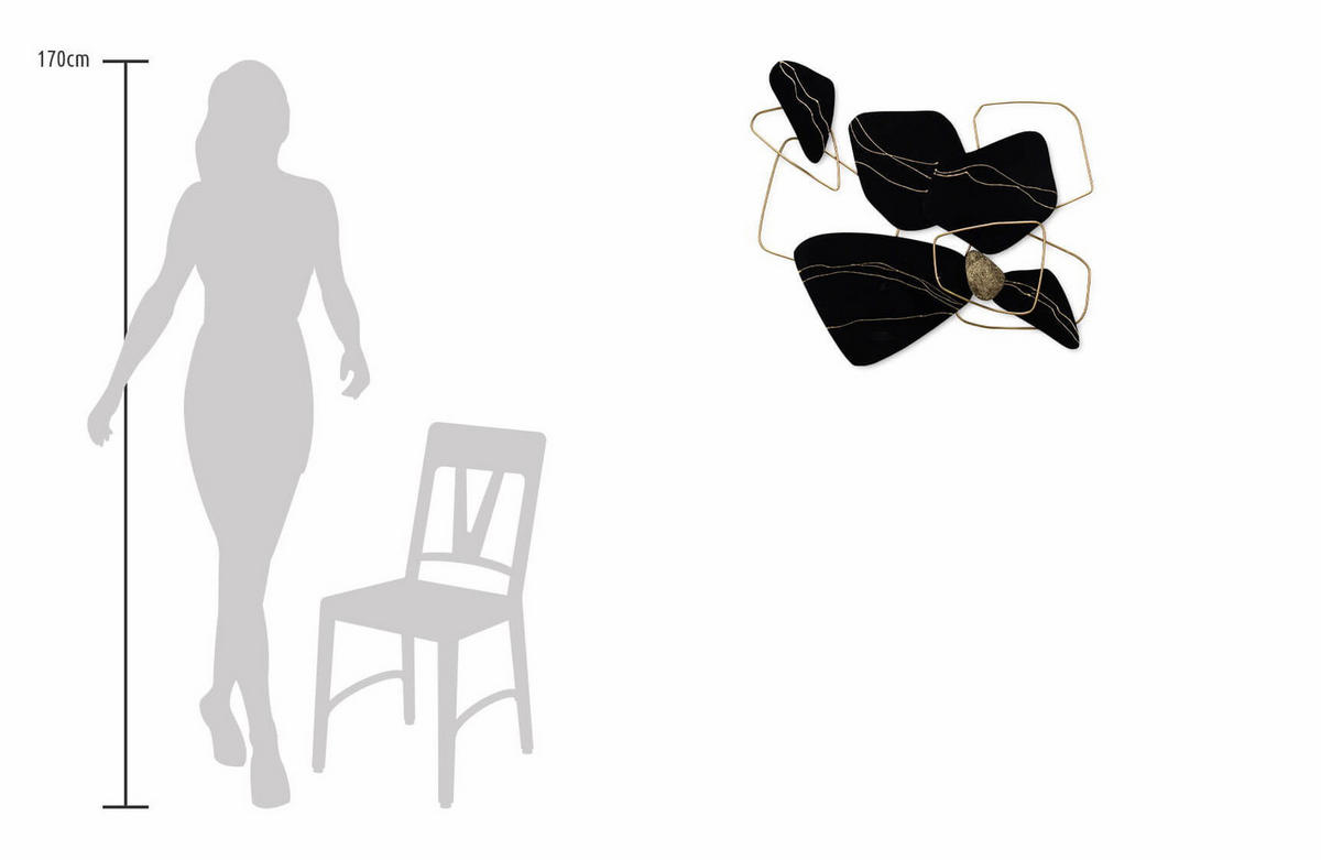 WANDDEKO Schwarz 83/74 cm - Schwarz, Metall (2.1/74/5cm) - KUNSTLOFT
