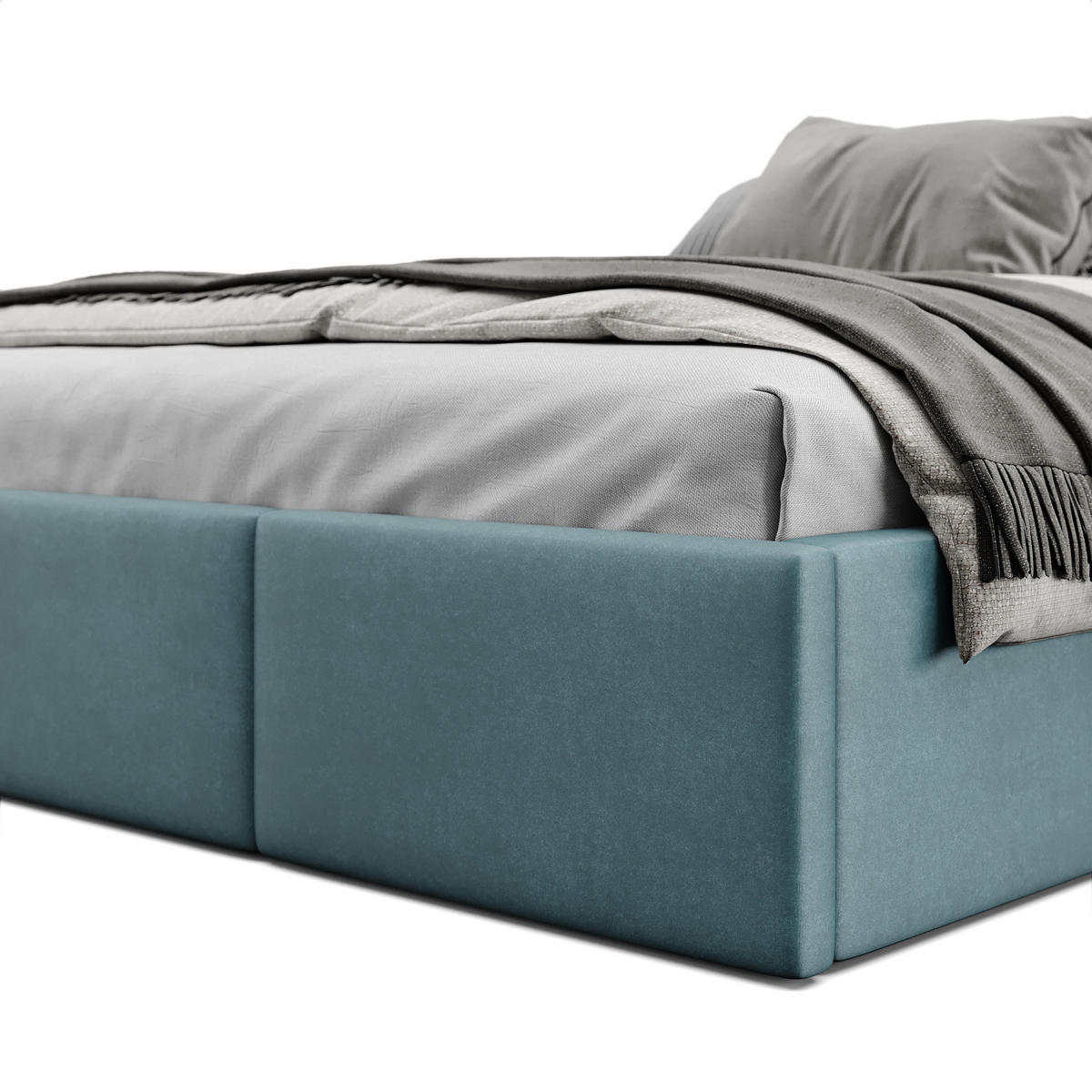 POLSTERBETT für Schlafzimmer Bett mit Stauraum Meerfarbe 140x200cm - Blau, Holzwerkstoff/Textil (160/200cm) - Muralo