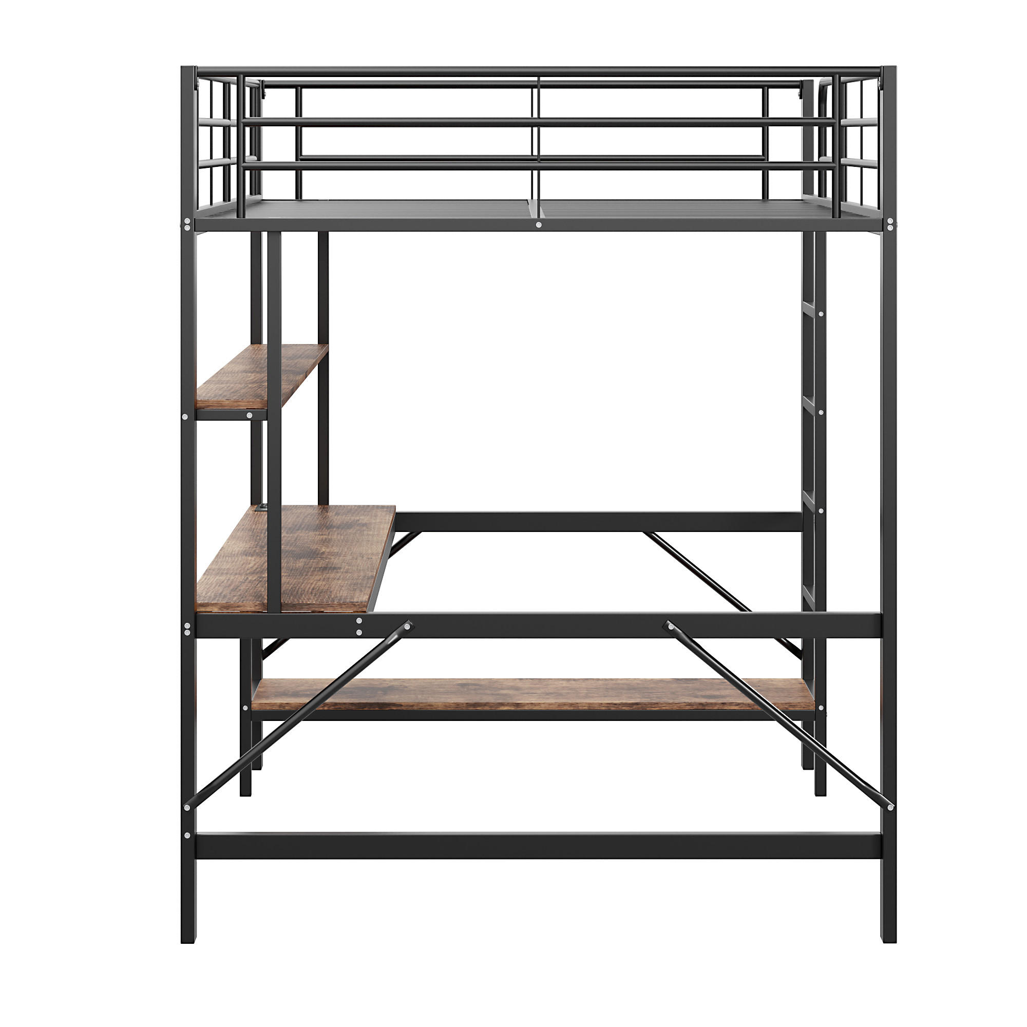 HOCHBETT mit LED und USB Schwarz 140x200 cm Metall - Schwarz, Metall (140/200cm) - SONNENH
