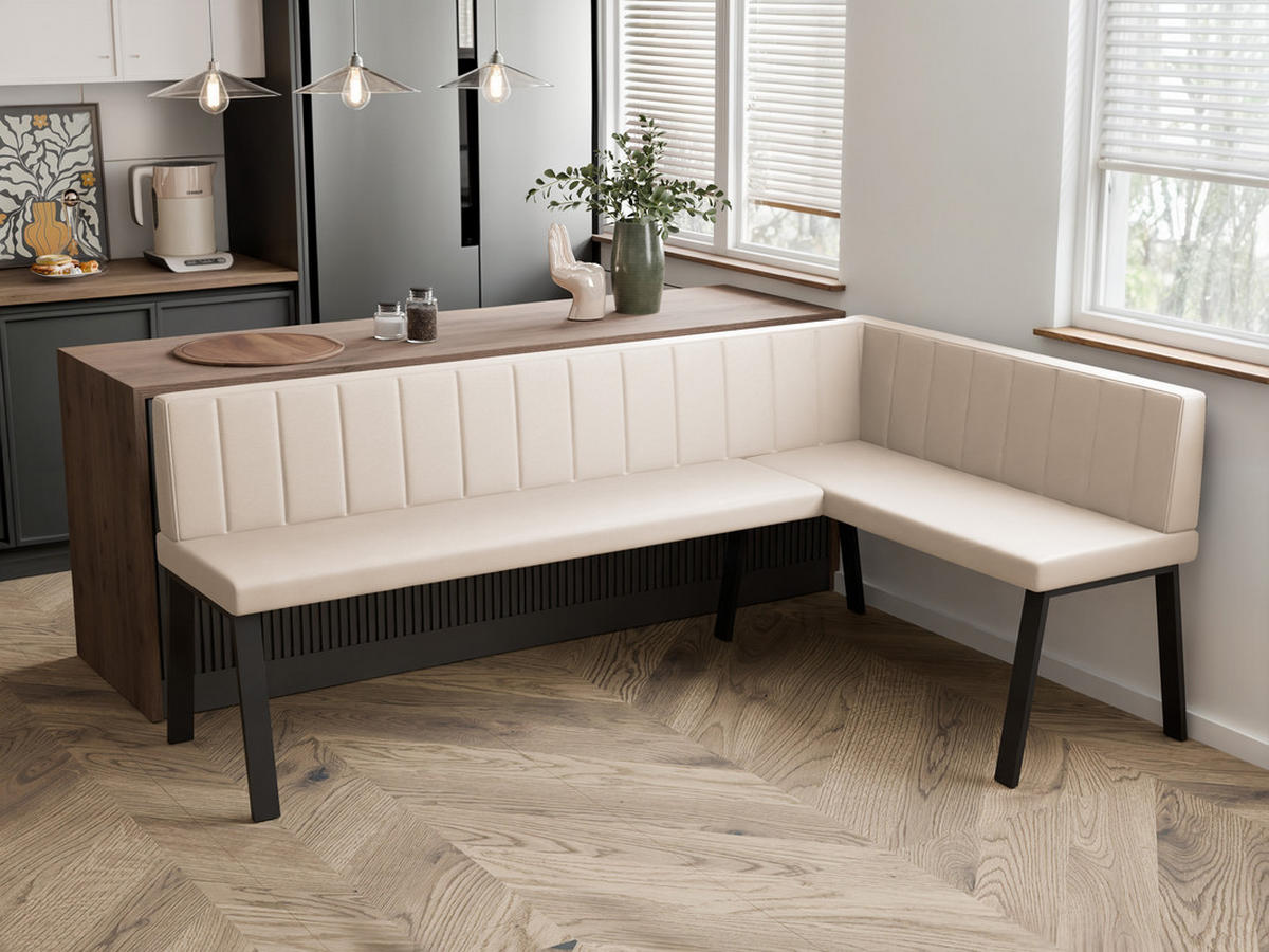 ECKBANK rechts MONO Y Kunstleder gesteppt, 128/168 cm Beige - Beige, Kunststoff/Textil (128/168cm) - Idohome