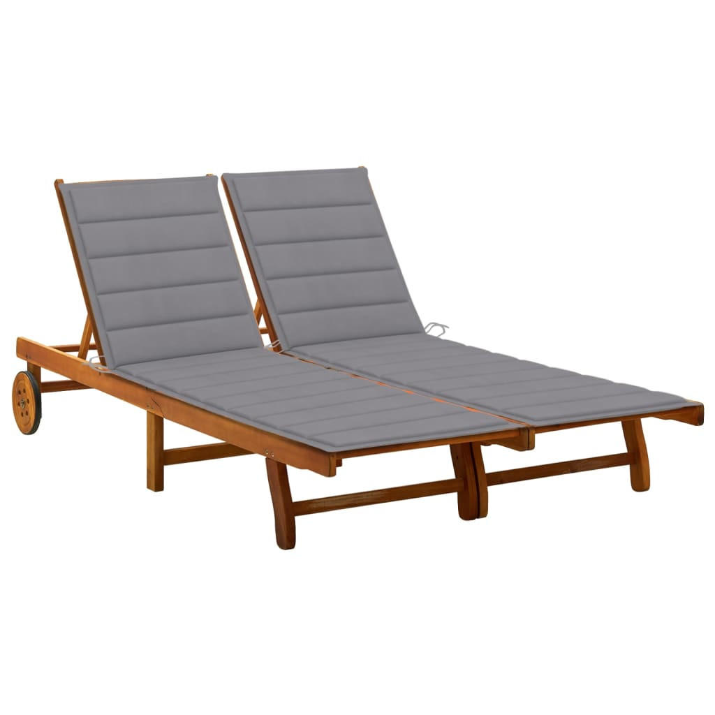 2-PERSONEN-SONNENLIEGE mit Auflagen Akazie Massivholz - Braun, Holz (200/76/200cm) - furnicato