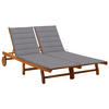 2-PERSONEN-SONNENLIEGE mit Auflagen Akazie Massivholz - Braun, Holz (200/76/200cm) - furnicato