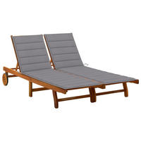 2-PERSONEN-SONNENLIEGE mit Auflagen Akazie Massivholz - Braun, Holz (200/76/200cm) - furnicato