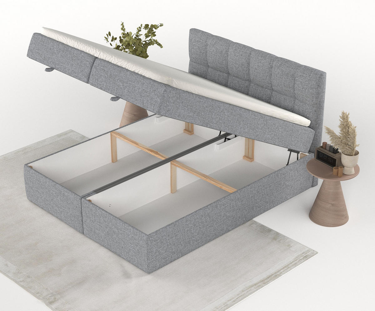 BOXBETT Shay Grau 180/200 cm - Schwarz/Grau, Holz/Holzwerkstoff (180/200cm) - Maison de Reve