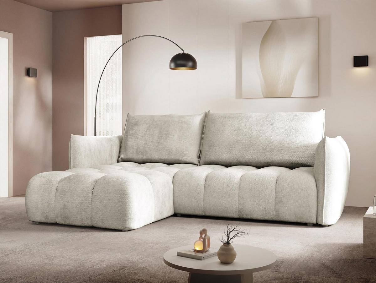 ECKSOFA Marsala, Seite: Links - Beige/Schwarz, Holz/Kunststoff (245/167cm) - MIRJAN24