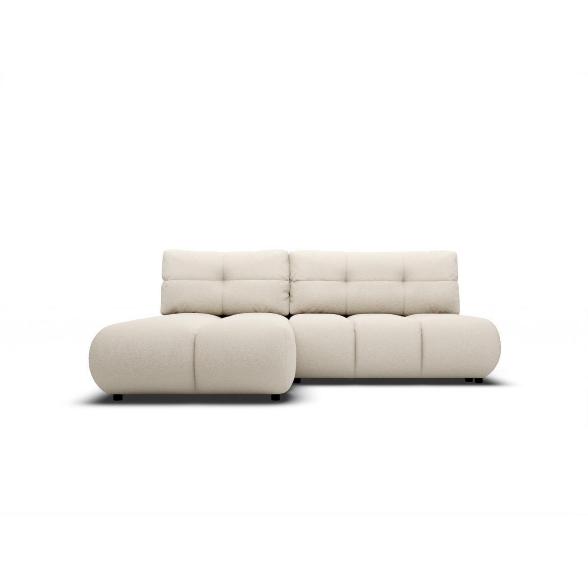 ECKSOFA CORSO L-S Beige Boucle-Stoff mit Schlaffunktion - Beige, Holz (230/177cm) - MASSENO