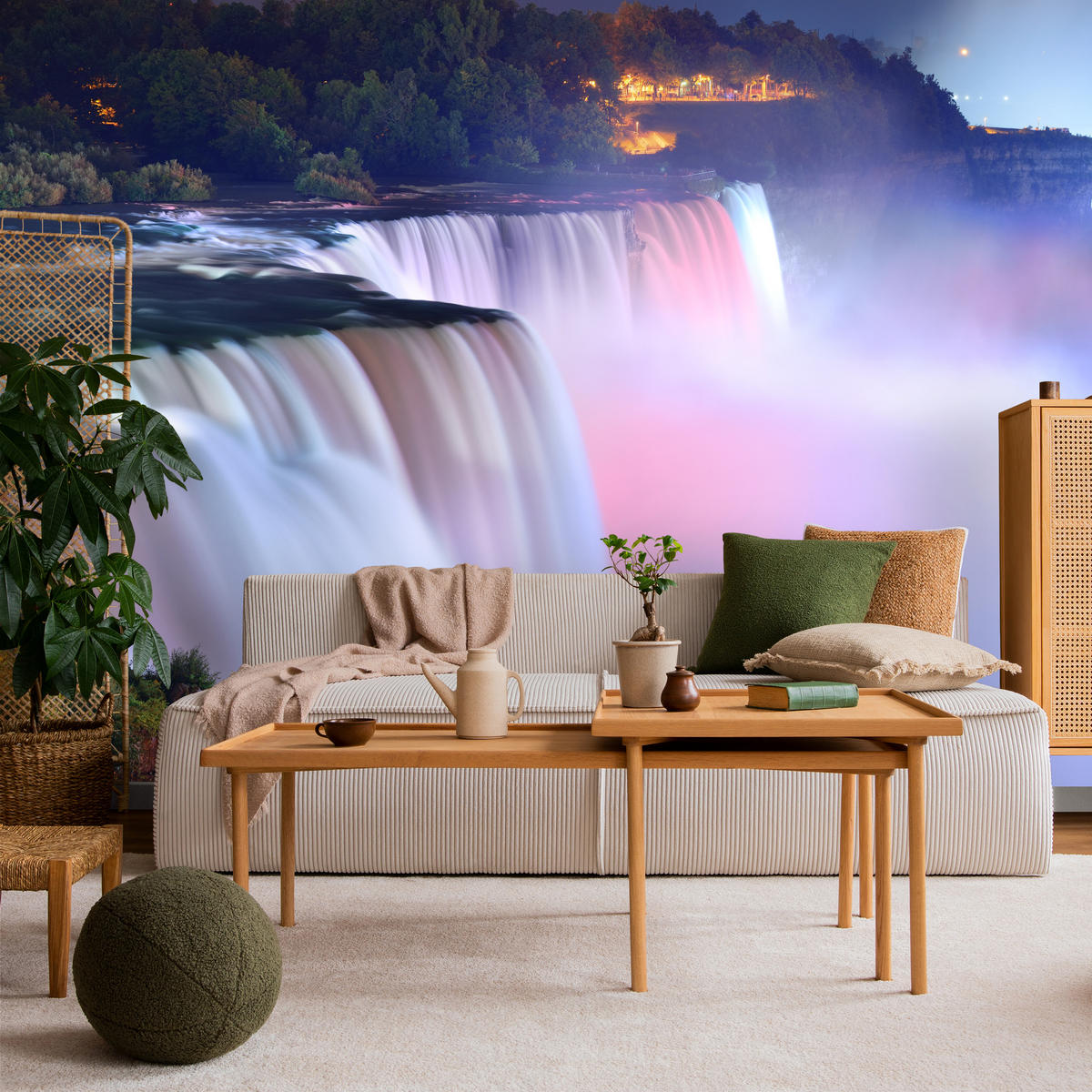 FOTOTAPETA Pre Obývaciu Izbu Hmlové Niagarské Vodopády Stromy Príroda 450 x 315 cm - hnedá/ružová, papier (450/315cm) - Muralo