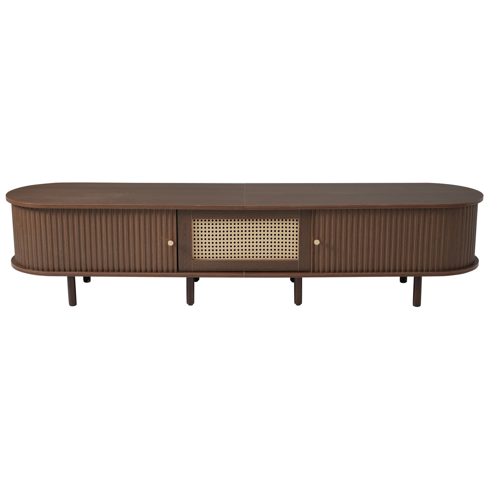 TV-SCHRANK 180/40/40 cm Nussbaum dunkel Rattan mit 1 Schublade und 2 Türen - Nussbaumfarben, Holz/Holzwerkstoff (180/40/40cm) - Oxeza