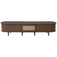 TV-SCHRANK 180/40/40 cm Nussbaum dunkel Rattan mit 1 Schublade und 2 Türen - Nussbaumfarben, Holz/Holzwerkstoff (180/40/40cm) - Oxeza