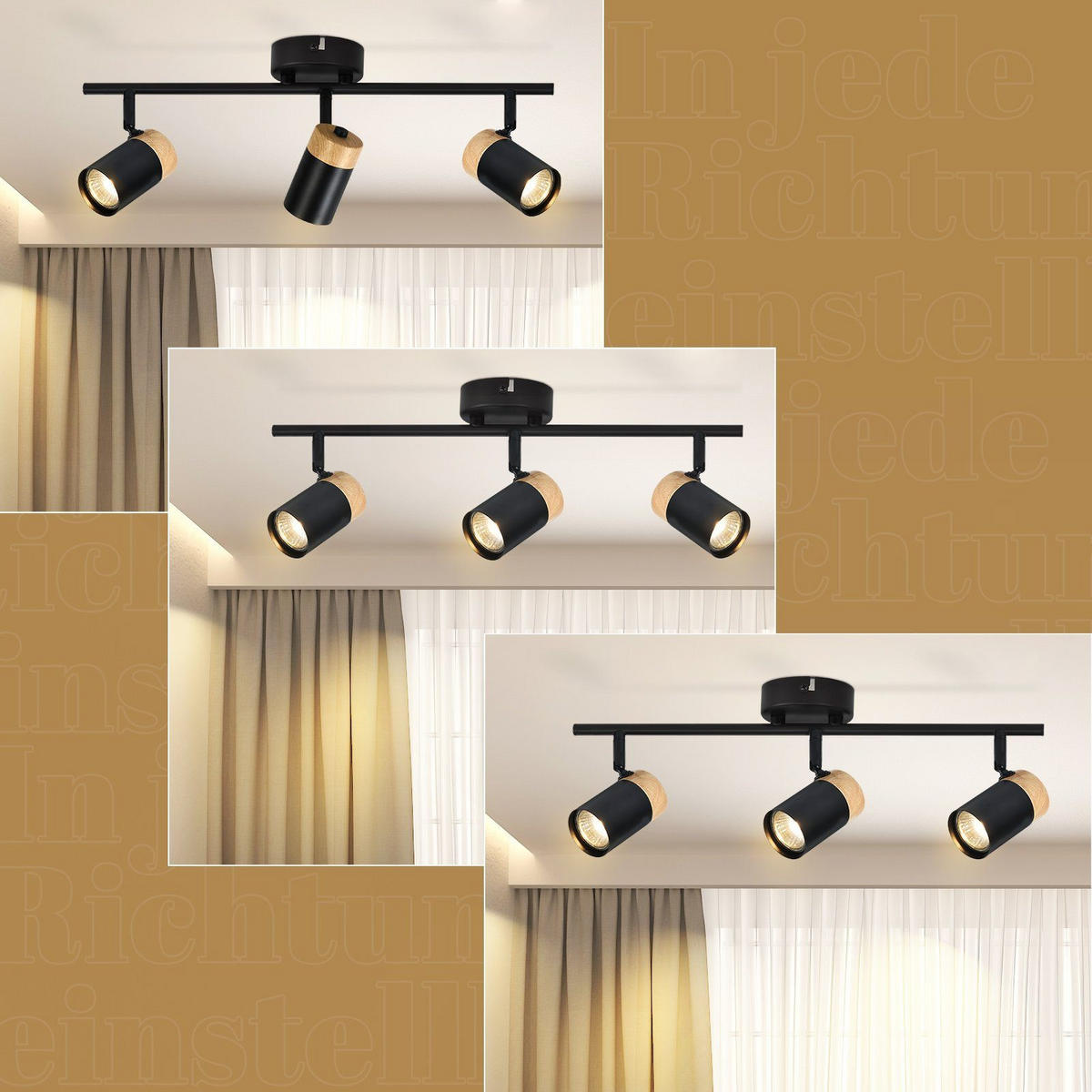 DECKENSTRAHLER Heinrich 9/19/41.5 cm - Schwarz, Metall (41.5/9/19cm) - ZMH