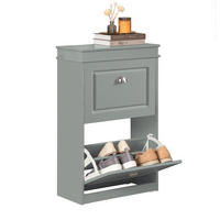 SCHUHSCHRANK Grau - Hellgrau, Holzwerkstoff (53/82/24cm) - SoBuy