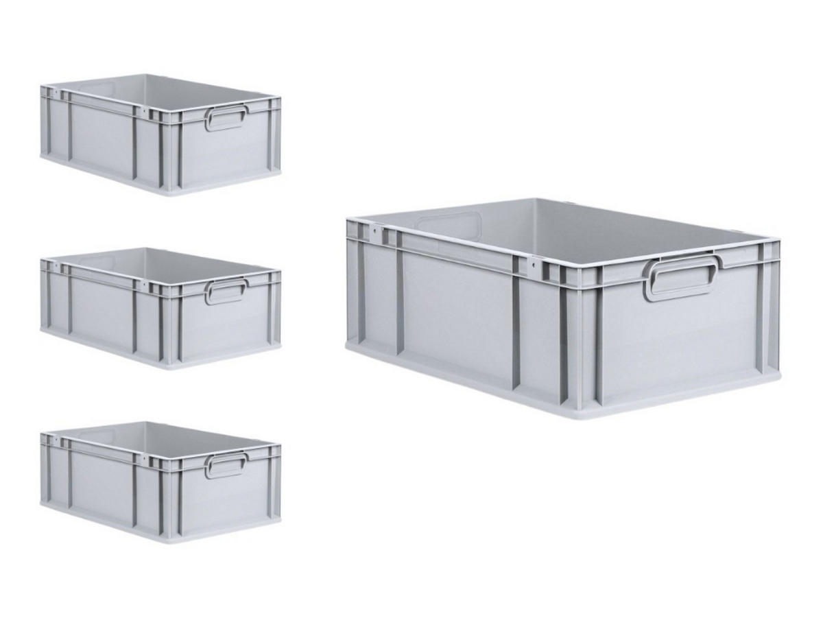 EUROBOX 4x Nextgen Economy Griffe Geschlossen 22x40x60cm 44 Liter - Grau, Kunststoff (40/22/60cm) - PROREGAL