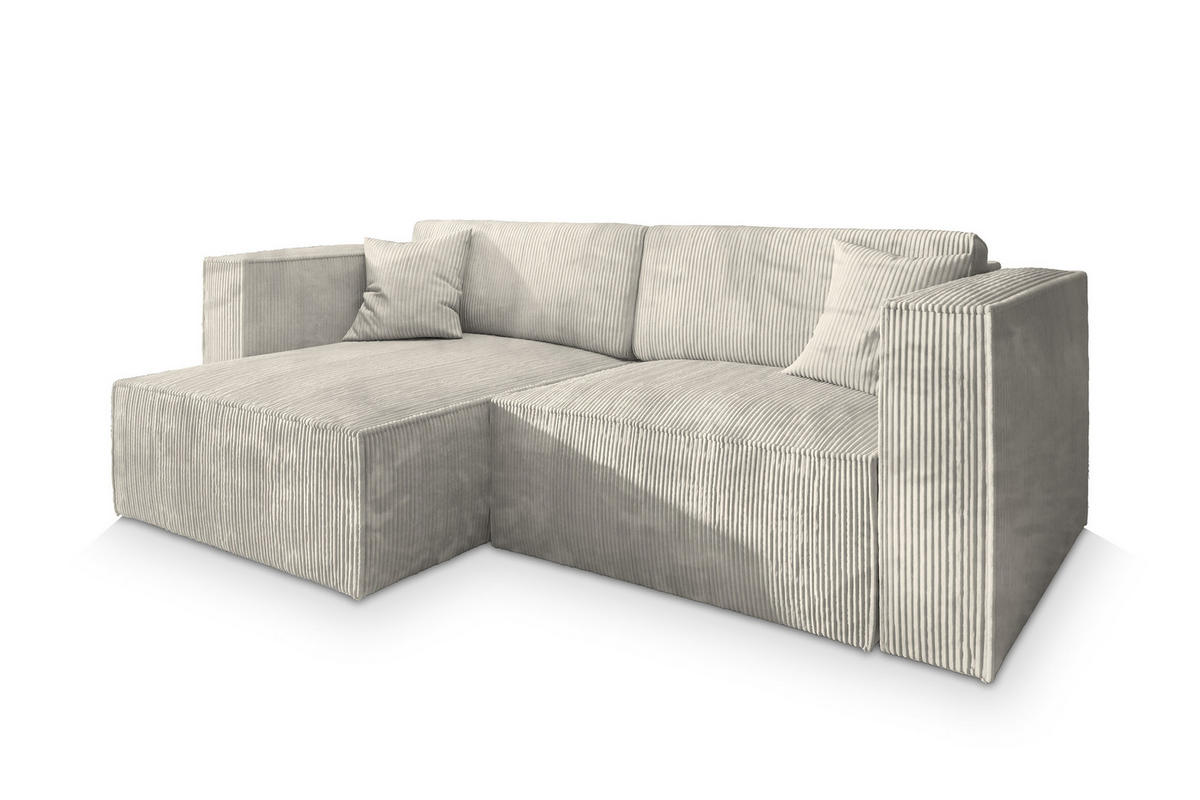 ROHOVÁ SEDAČKA NERIO krémová - šedá/krémová, dřevo/textil (245/148cm) - MASSENO