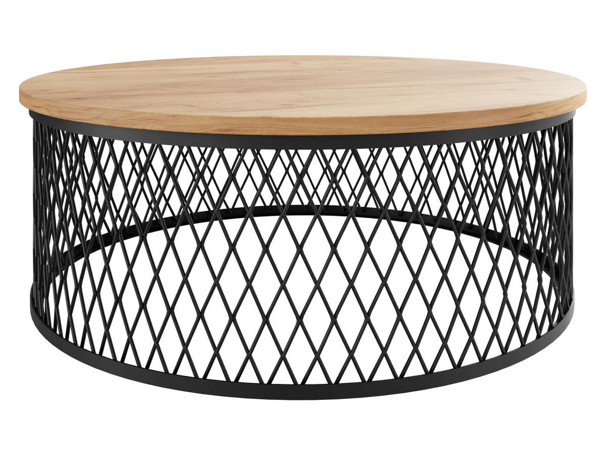COUCHTISCH Meolte - Eichefarben/Schwarz, Holzwerkstoff/Metall (75/75/30cm) - MIRJAN24