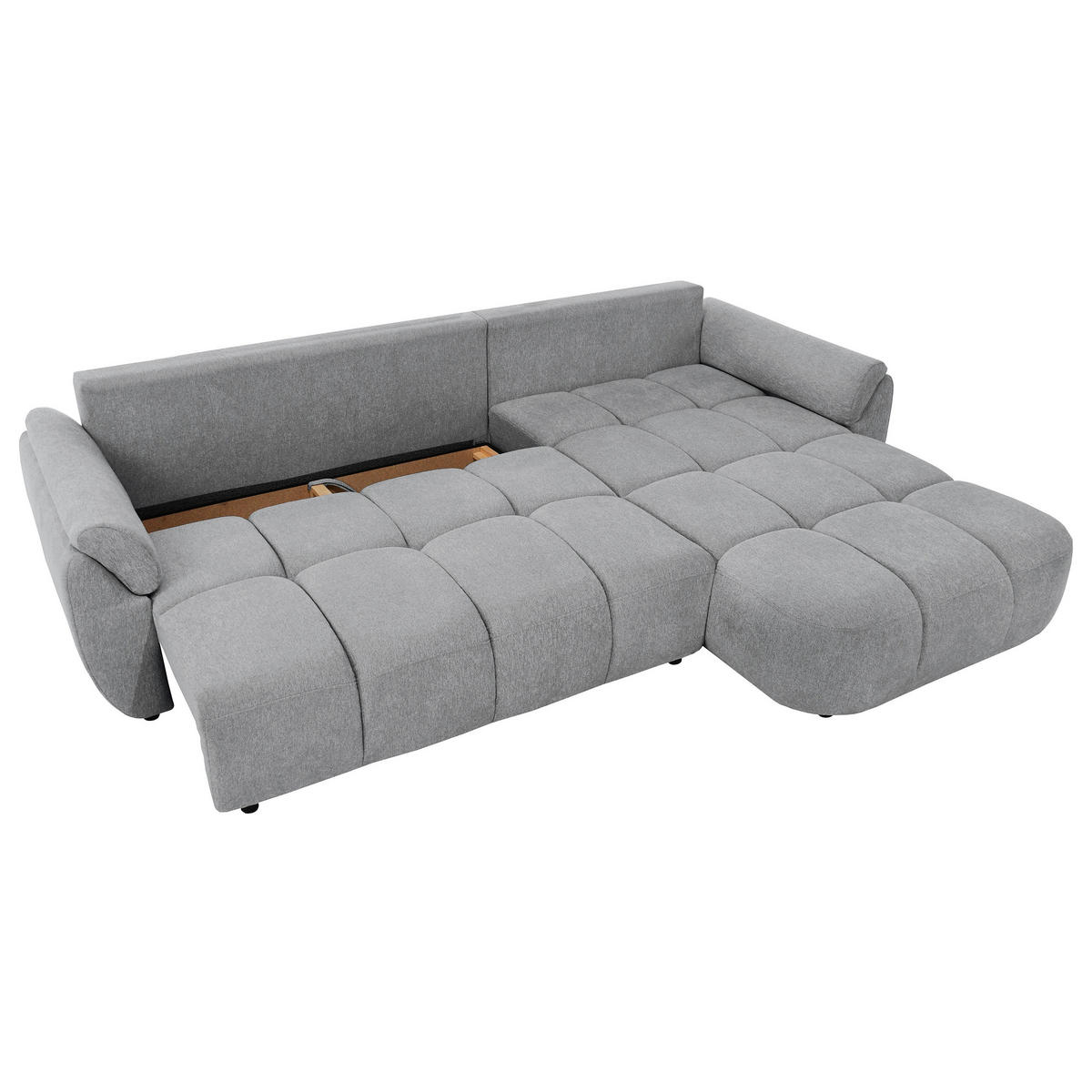 ECKSOFA Massimo, universelle Eckschlafsofa 280 cm mit Schlaffunktion und Bettkasten, Hellgrau - Hellgrau, Textil (283/204cm) - Beautysofa