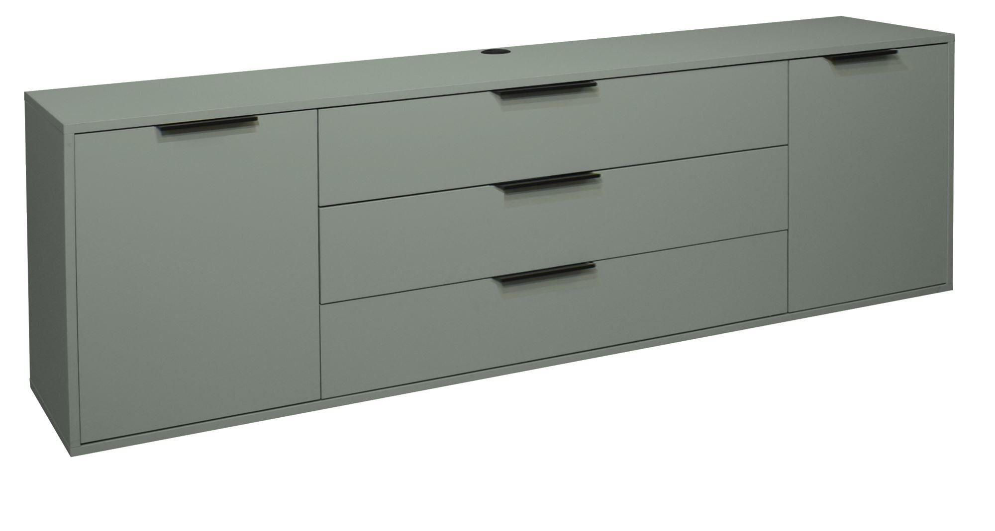 LOWBOARD Erna 216x45x67 Pinie Green matt Lack - Grün, Holzwerkstoff (216/67/45cm) - 58aufmkessel