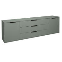 LOWBOARD Erna 216x45x67 Pinie Green matt Lack - Grün, Holzwerkstoff (216/67/45cm) - 58aufmkessel