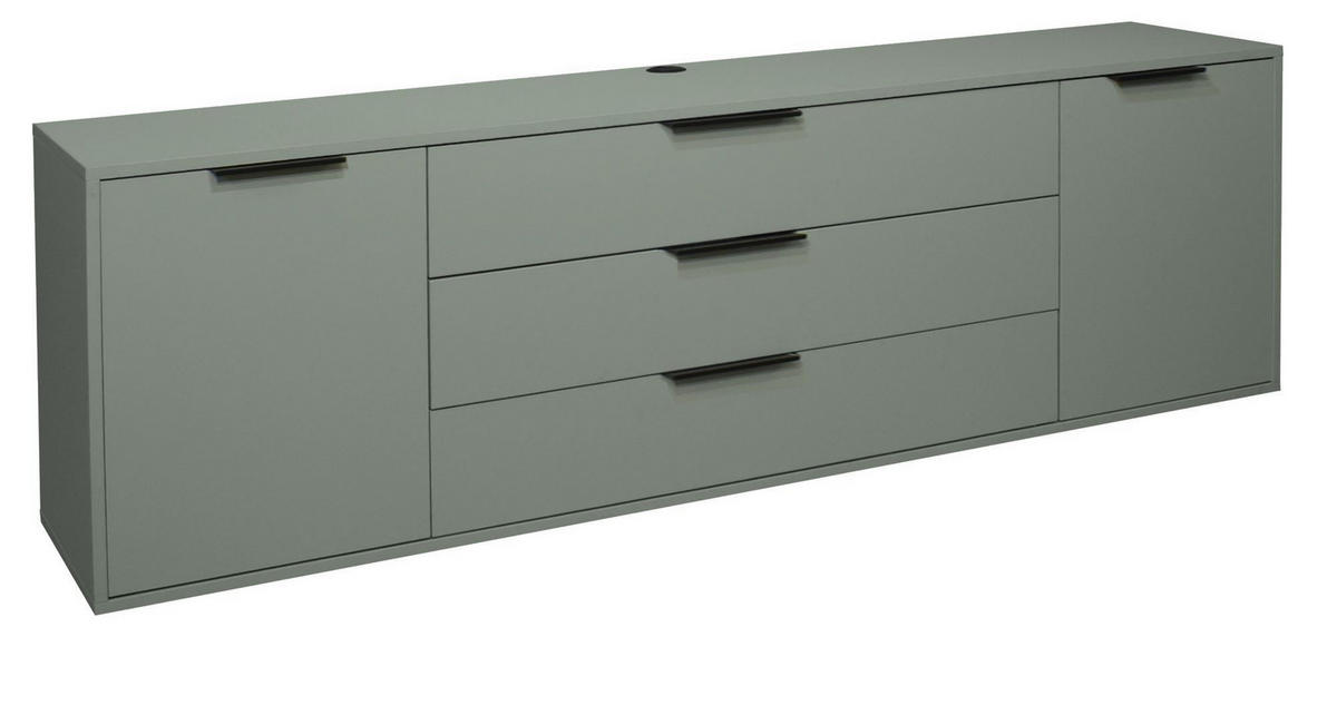 LOWBOARD Erna 216x45x67 Pinie Green matt Lack - Grün, Holzwerkstoff (216/67/45cm) - 58aufmkessel