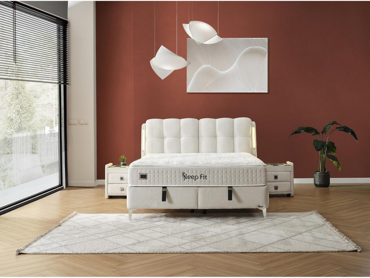 POLSTERBETT Sleep Fit 120x200 Creme - Creme, Textil/Metall (120/200cm) - Villa Möbel
