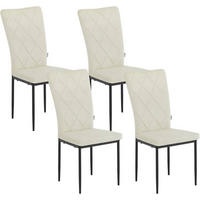 ESSZIMMERSTUHL 4er Set, Samtbezug, Creme - Creme/Schwarz, Leder/Kunststoff (42/94.5/59cm) - Woltu