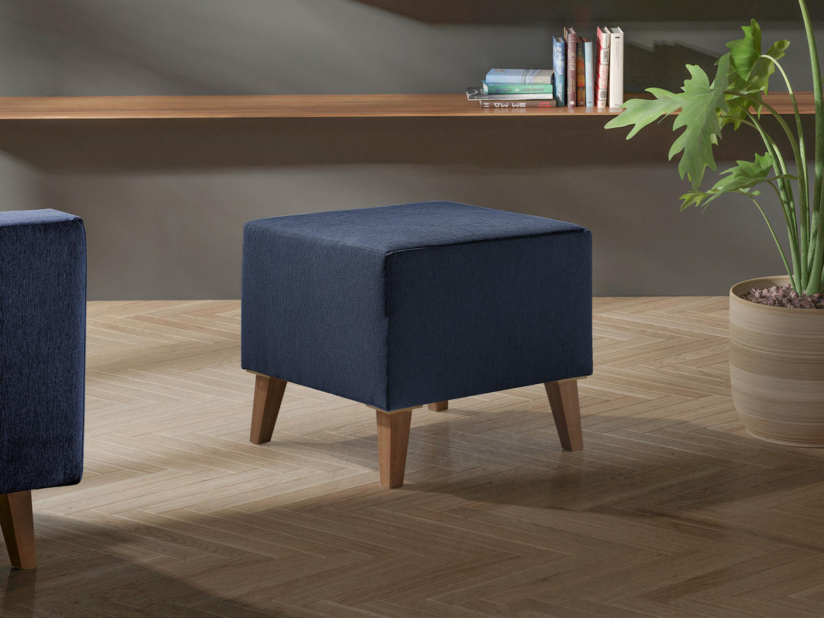 POLSTERHOCKER Oviedo - Blau, Holz/Kunststoff (51/45/51cm) - MIRJAN24