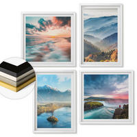 WANDBILDER 4er-Set - 50x50 cm & 40x60 cm Weißer Rahmen - Berglandschaften, Wasserfälle - Weiß, Kunststoff (50/50cm) - ArtPrintCave