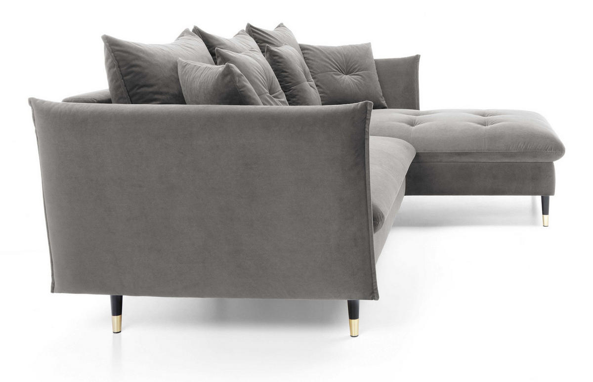 ECKSOFA 260 cm Sagir mit Schalffunktion, Bettkasten, Rechts - Grau - Schwarz/Grau, Holz (258/167cm) - Emporius
