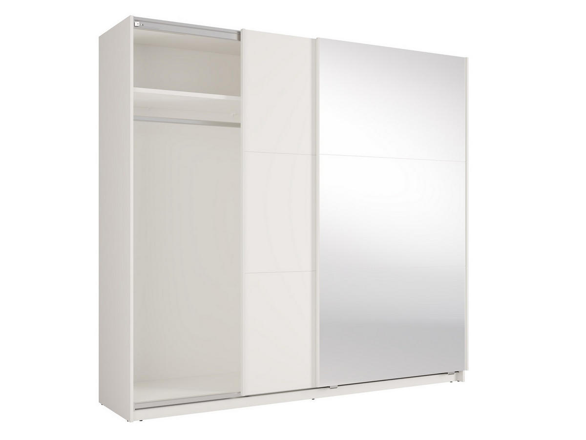 SCHIEBETÜRENSCHRANK LIVORA 12 - 221×207×60 cm ohne Beleuchtung 2 Türen, mit Spiegel Weiß - Weiß, Holz/Holzwerkstoff (221/207/60cm) - Milaros Markt