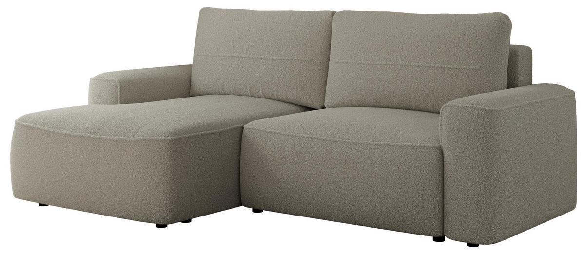 ECKSOFA BELLUNO L Hellgrau Boucle - Links - Hellgrau/Schwarz, Textil (144/233cm) - MKS