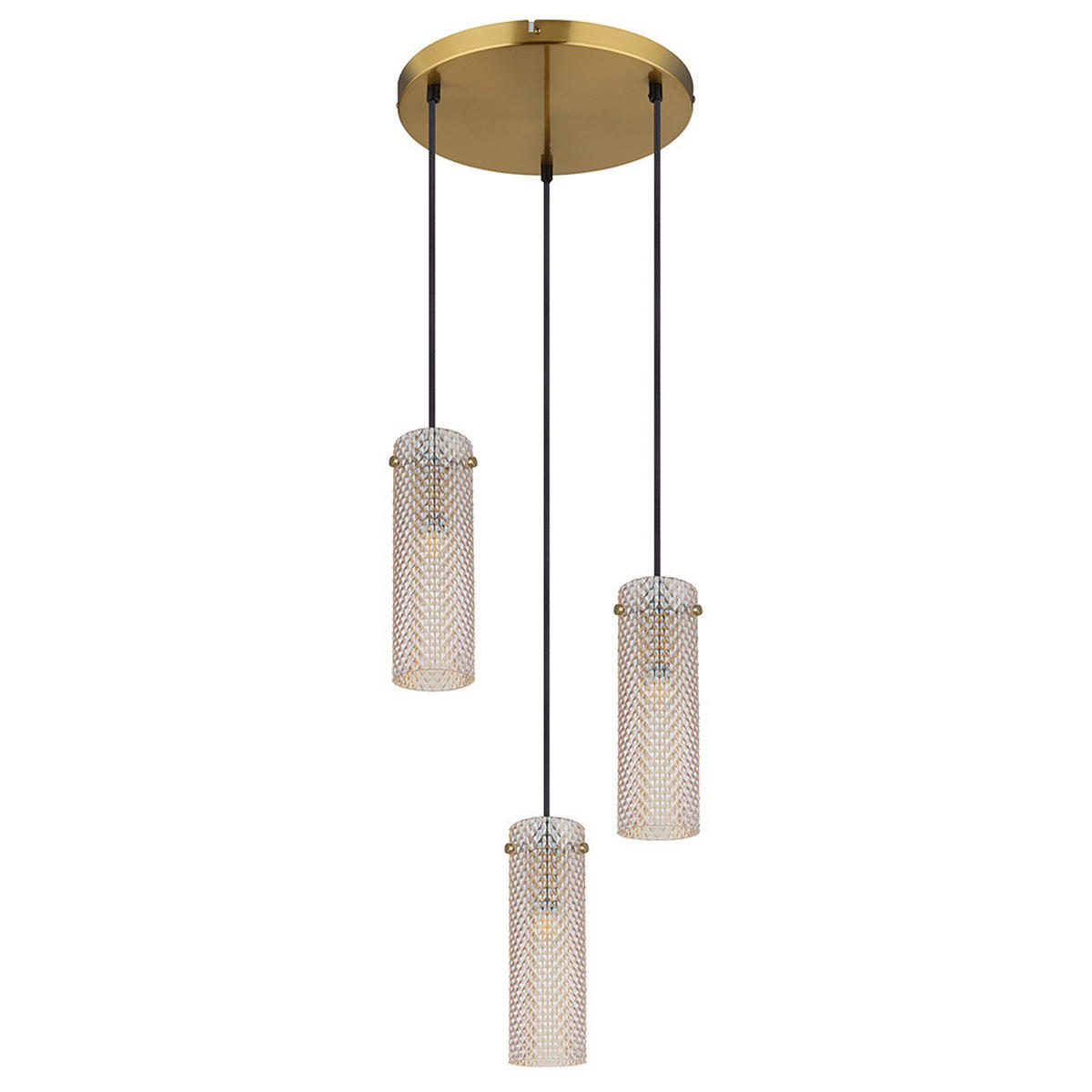 PENDELLEUCHTE Metall, Gold, Amberglas, 3-flammig - Goldfarben, Glas (35/35/120cm) - Globo Lighting