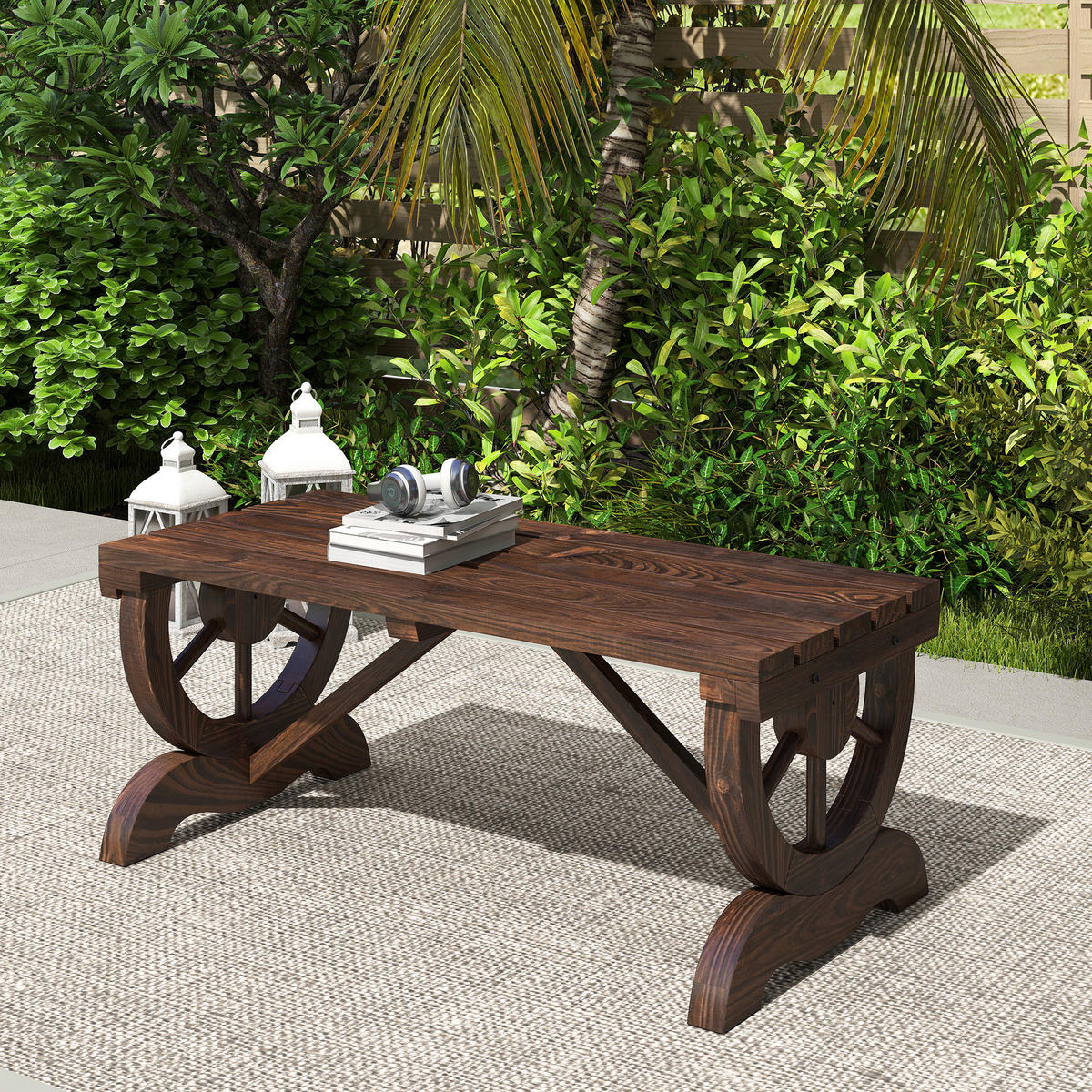 GARTENBANK aus Holz, Wetterfest, Sitzbank, Gartenmöbel, Rustikale, Bank, Braun - Braun, Holz (50/39.5/98cm) - Outsunny