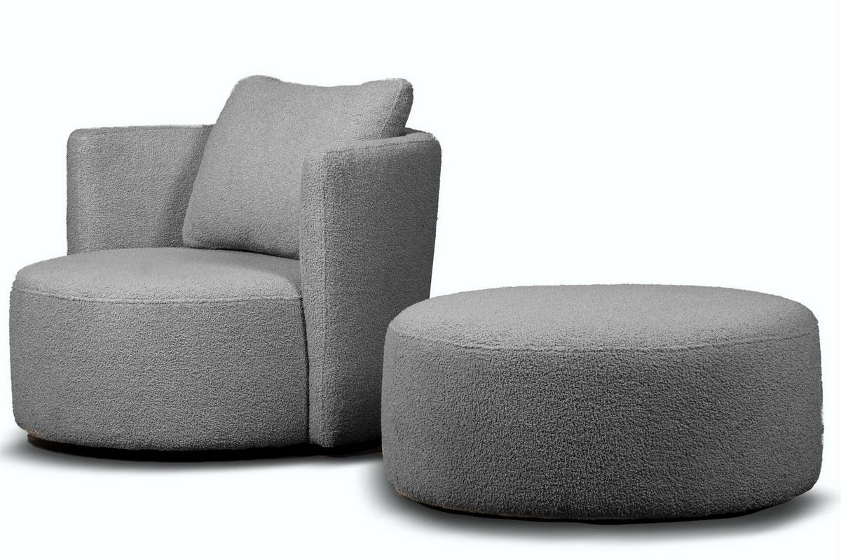 DREHSESSEL RAGGI 360° Drehfunktion mit inklusive dekorativem Kissen, dunkelgrau - Dunkelgrau, Textil (92/75/94cm) - KONSIMO®