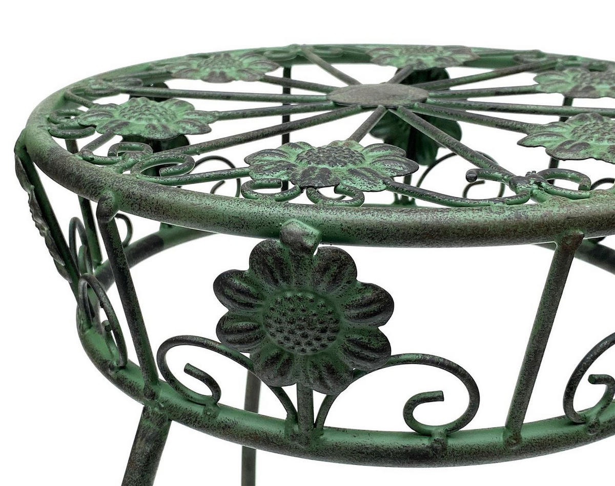 BLUMENHOCKER rund Metall Grün antik 30/30/60 cm - Grün, Metall (30/60/30cm) - DanDiBo
