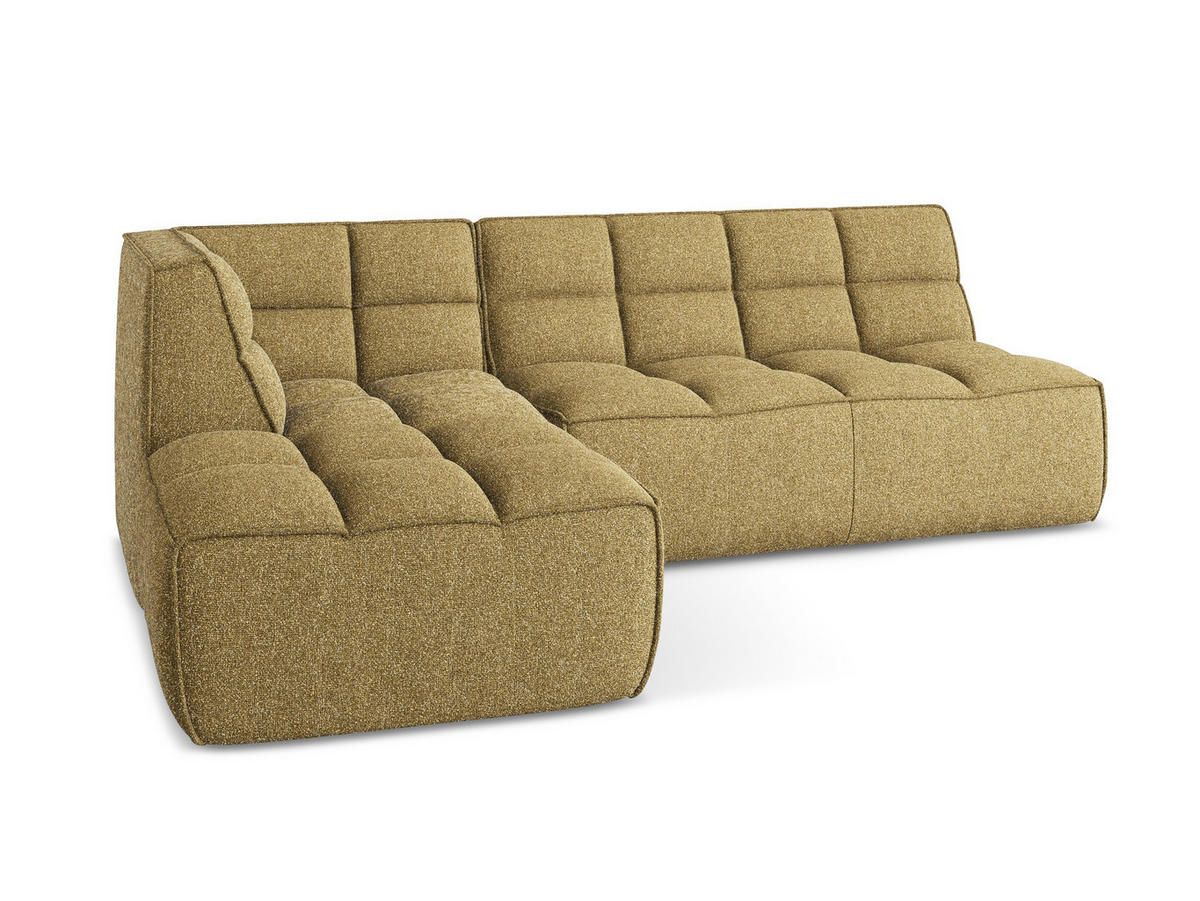 ECKSOFA Beidseitig Strukturstoff Stoff Gelb - Currygelb/Gelb, Kunststoff/Textil (258/178cm) - Makamii