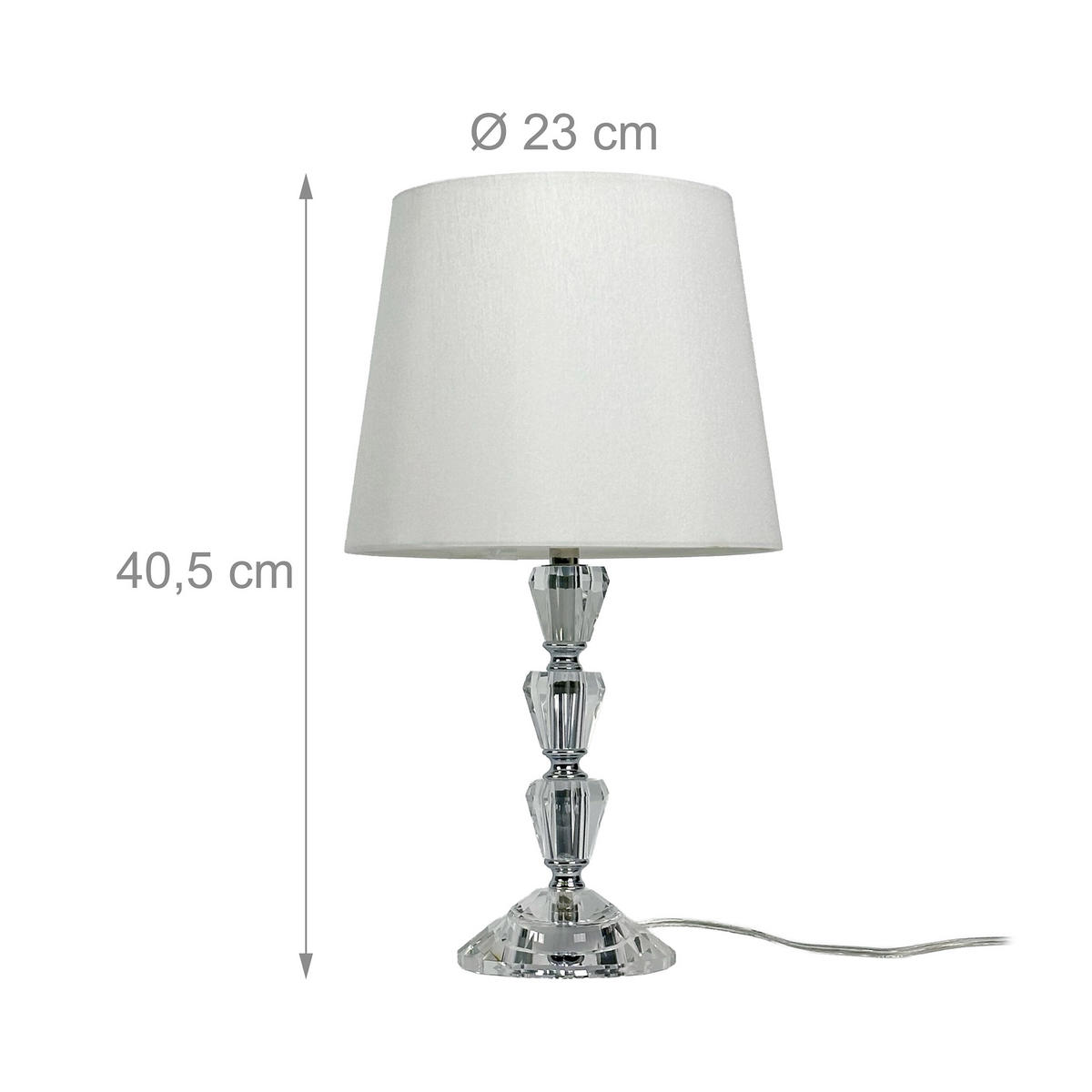 TISCHLAMPE - Weiß, Glas/Textil (23/23/40.5cm) - Relaxdays