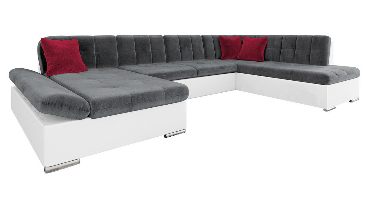 ECKSOFA Bergen, Seite: Links - Dunkelgrau/Silberfarben, Holz/Textil (345/76/205cm) - MIRJAN24