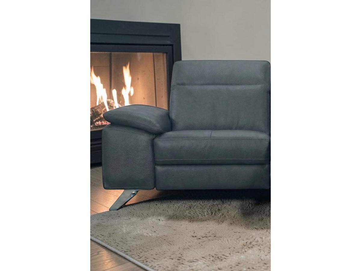3-SITZER Sofa Genius Echtleder mit 1 x Relaxfunktion Anthrazit - Anthrazit, Leder/Metall (220/80/104cm)