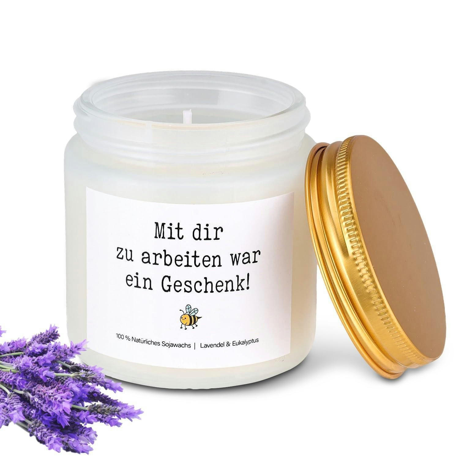 DUFTKERZE mit Spruch Lavendel 230g - Goldfarben, Paraffin (6.5cm)