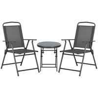 GARTENSETS aus Metall Ø45x50/53,5x64x93cm Dunkelgrau mit Klappdesign - Dunkelgrau, Metall - Modfu