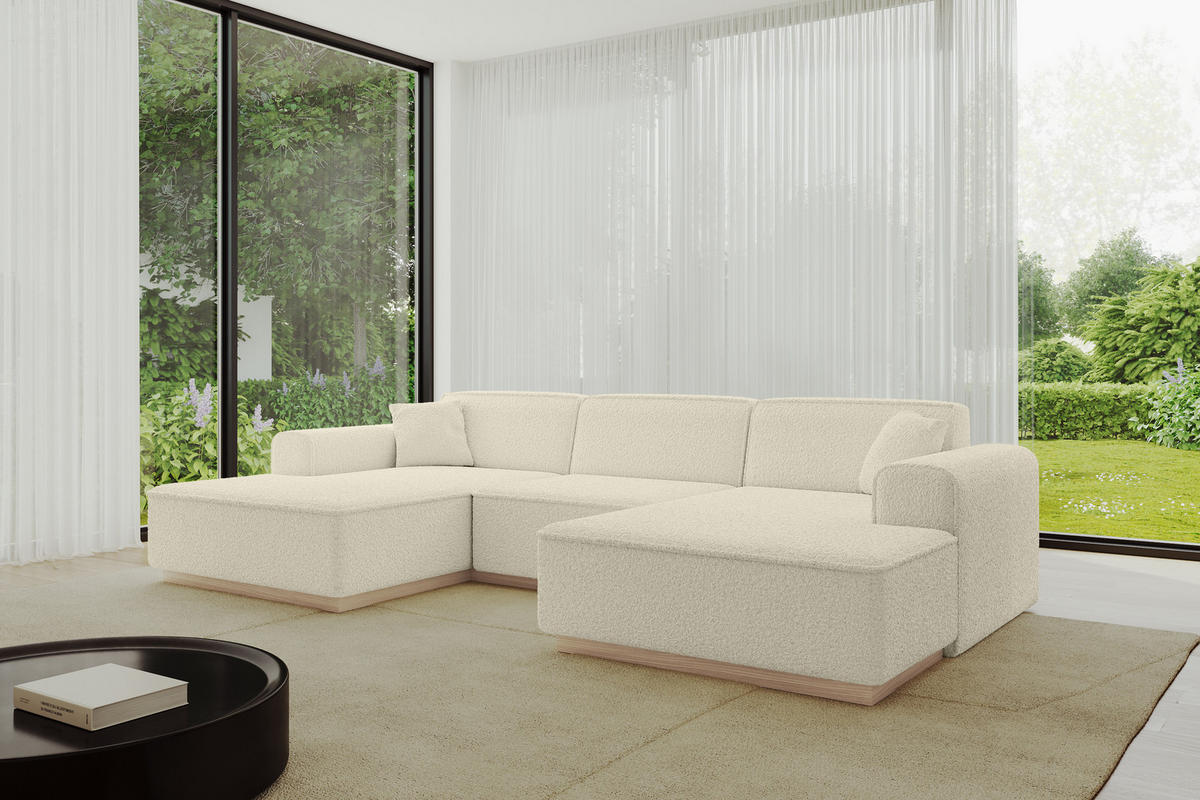 WOHNLANDSCHAFT IREA-U1 - 303x171x83 cm Beige - Champagner/Creme, Holzwerkstoff/Textil (303/83/171cm) - ALTDECOR